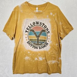 Yellowstone Dutton Ranch Yellow Distressed Style Tee Shirt Men's Size XL